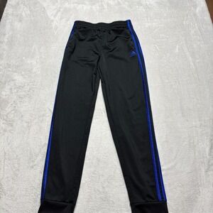 Adidas Boys Tricot Jogger Pants Size L‎ 14 16 Black W/ Blue Stripe 3S 23
